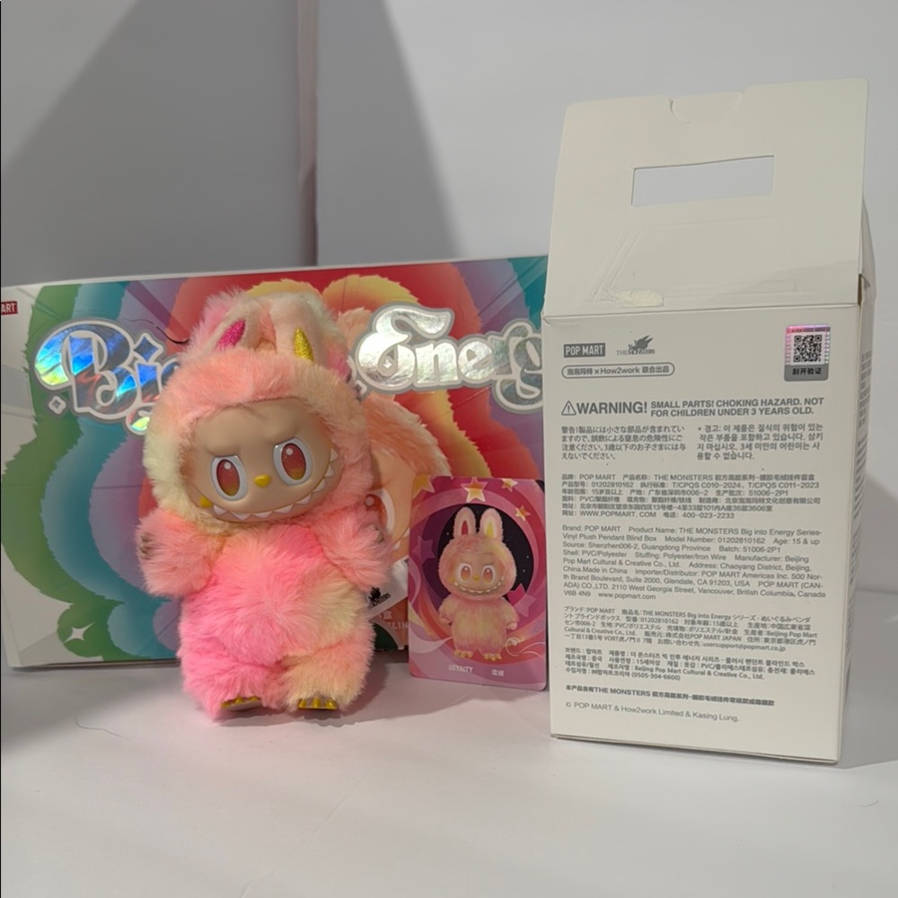 Pop Mart Labubu Big into Energy (Authentic) Pink and White Loyalty Plush Pendant